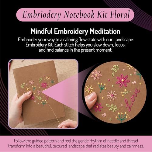 Unwynd Embroidery Kit Floral for Adults and Beginners, Cross stitch Crafts
