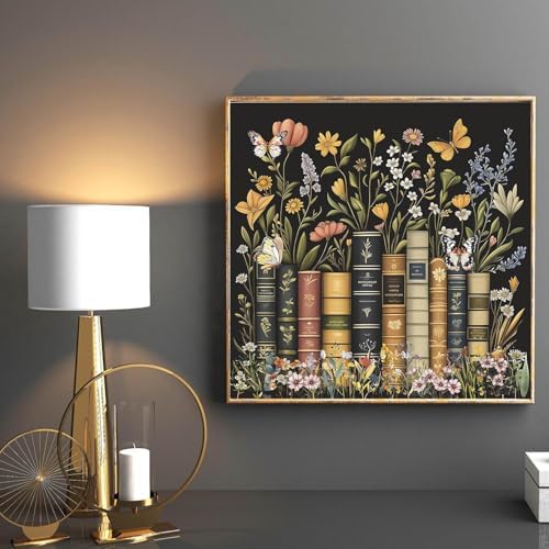 EIBEILI Adult Square Diamond Art Kit, Book Flower Diamond Painting Kit Suitable for Beginners DIY 5D Full Diamond Dot Craft Home Wall Decoration Gift 12x16 inch
