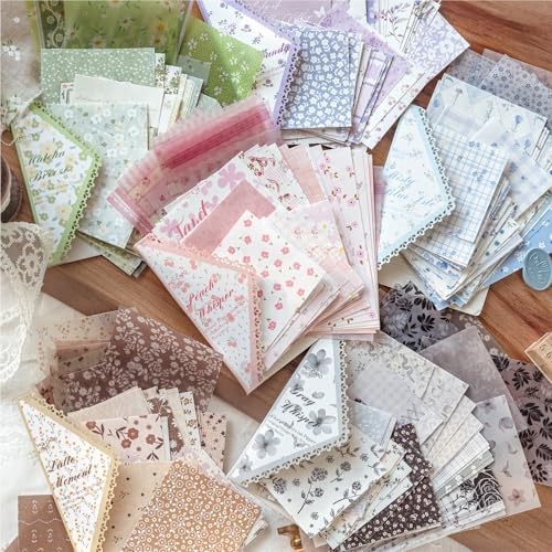 312 Pcs Floral Vellum Scrapbook Paper Kit, Vintage Decoupage Paper