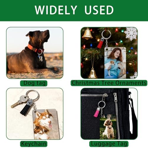 UJL 120pcs Sublimation Blanks Keychains Double Side Rectangle Blank Keychains With Tassels For Sublimation Keychain Blanks