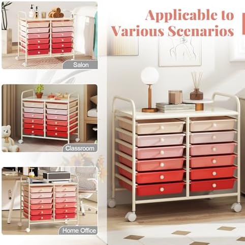 COSTWAY 12-Drawer Rolling Storage Cart, Utility Storage Organizer Cart