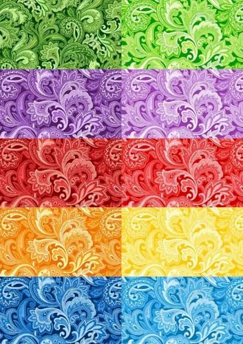 12"x12" 50pcs Cotton Fabric Squares for Sewing Quilting Supplies- Paisley