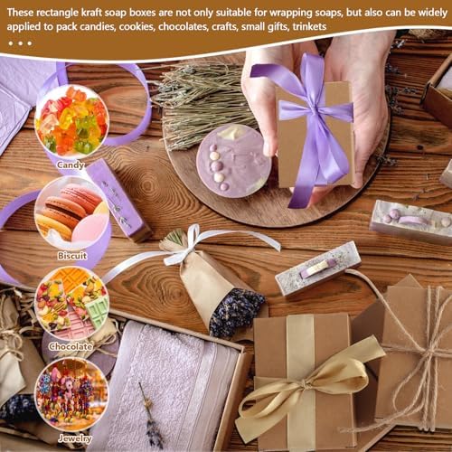 RYKOMO 100 Pack Kraft Soap Boxes Packaging for Homemade Soap, 3.8 x 2.8 x 1.2 Inch Small Soap Packaging Boxes Mini Soap Gift Box for Homemade Soaps Bakery Candy Cookies Packaging