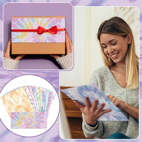 TaoBary 160 Pcs Tie Dye Stationery Paper and Envelopes Set, 8.5 x 11''