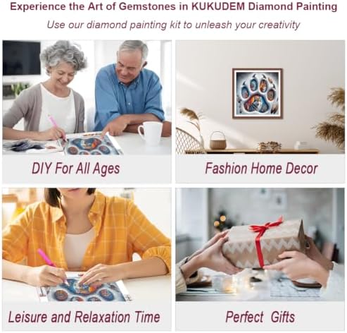KUKUDEM Wolf Diamond Painting Kits for Adults, Diamond Art Kits 12x12inch