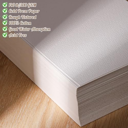 120 Sheets Watercolor Paper 9 x 12 in, 140 Lb/300 GSM, Cold Press