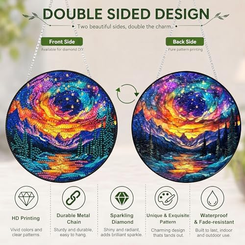 HMZephitiquc Aurora Hanging Diamond Art Kits for Adults, Special Shaped Crystal Diamond Painting Suncatchers, 5D Gem Art for Adults, Sun Catchers DIY Craft Kits for Gift Home Decor