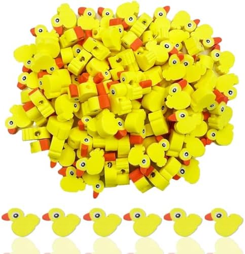 100Pcs Polymer Clay Dessert Ice Cream Lollipop Candy Loose Spacer Beads, Mixed Color Cute Beads Charms for DIY Hair Clip Necklace Bracelet Jewelry Earring Handmade Craft Making Supplie (Yellow Duck)