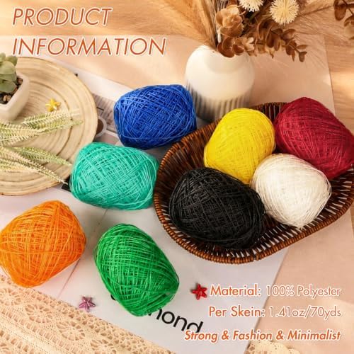 NICEEC 2 Skeins Polyester Plastic Yarn Hand-Knitted Yarn-05#Black