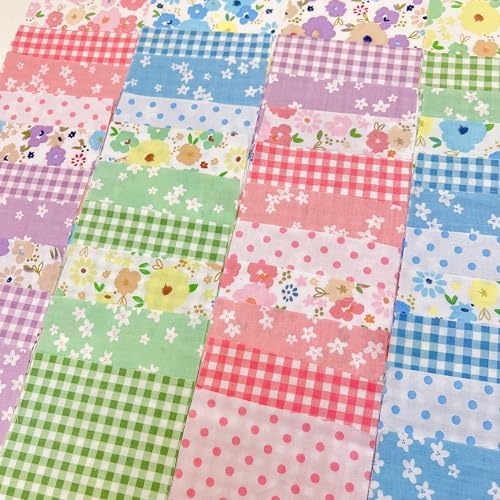 Cotton Fabric DIY Making Supplies Quilting Patchwork Fabric Fat Quarter Bundles DIY for Quilting Cotton Patchwork Cushions (42pcs pinkgreen, 9.8" x 9.8")