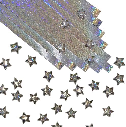 500-Strips Silver Sparkle Foil Paper Strips for Making Origami Stars, Lucky Stars, Puff Stars. Reflective Mirror Shiny Paper Strips, 0.5 x 11 inch. (Silver Sparkle Foil, 500)