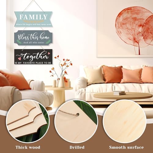 30 PCS Unfinished Wood Crafts Blanks Rectangle Hanging Wood Sign Plaque Wooden Slices Banners with Ropes for Pyrography Painting Writing DIY Home Crafts Supplies