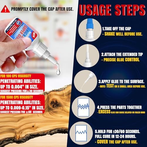 ALECPEA CA Glue Thin & Thick 100/1500 CPS, 2-in-1 Woodworking Adhesive