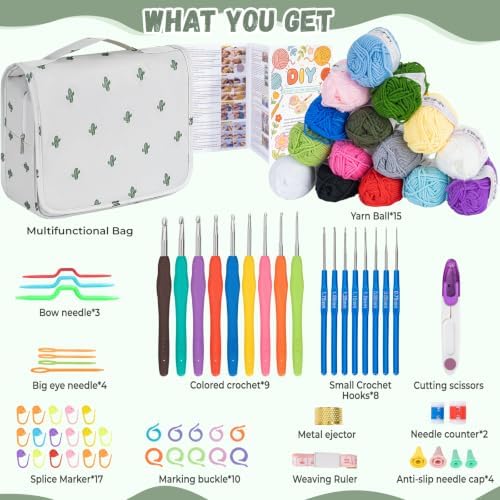 GMAK Crochet Kit for Beginners Adults, All in One Crochet Set Include Yarns