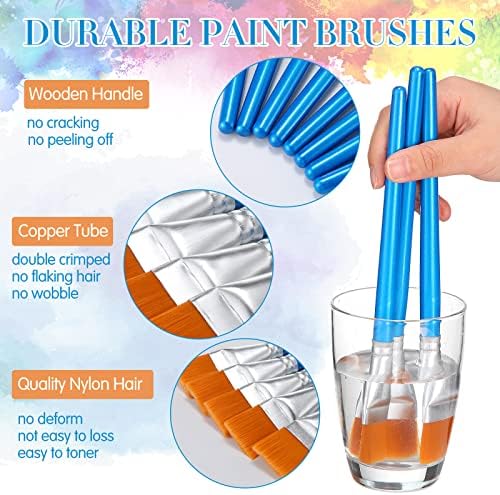 Crtiin 60 Bulk 1 Inch Flat Paint Brushes for Acrylic Painting Large(Blue)