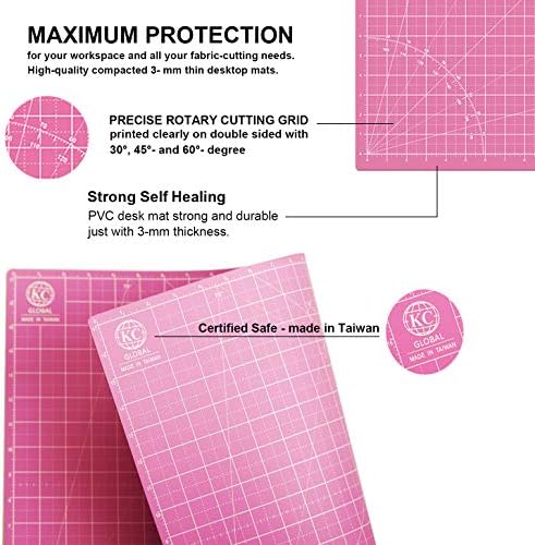 KC GLOBAL A1 (36"x24") Self-Healing Cutting Mat (Pink) - Sturdy, Reversible, Eco-Friendly, Non-Slip. Premium Desk Mat for Crafters, Quilters, and Hobbyist