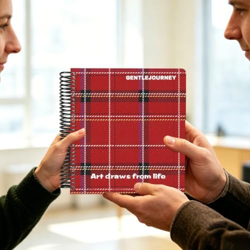 Hardcover Sketchbook,7.2"x8.3"Spiral Bound Drawing Pad,Red Grid