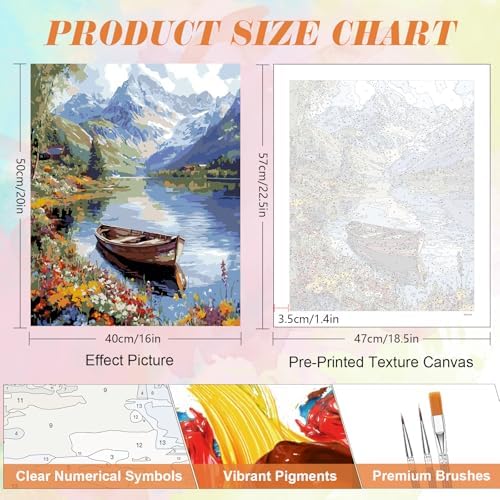 Kalonyth Boat Paint by Numbers Kit for Adults, 16x20 inch, No Framed