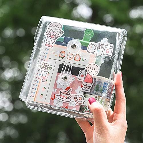 Washi Masking Tapes Multi Organizer Pouch, Minimalist Transparent Large-Capacity Visible Portable Storage Bag for Stationery Stickers Travel Small Object Planner Pens Journal Supplies