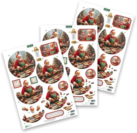 Katy Sue Christmas Ball Ornaments Die Cut Decoupage Selection Pack.12 Pre-Cut Die Cut Sheets for Christmas Card Making Supplies, Card Toppers & Papercraft Ball Ornaments (Baubles)