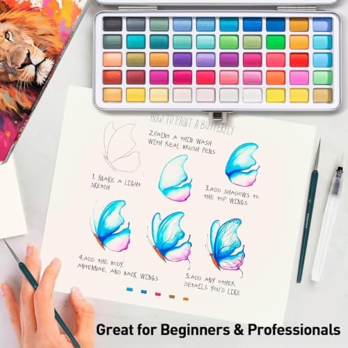 100 Colors Watercolor Paint Set, Travel Water Colors Kit for Artists