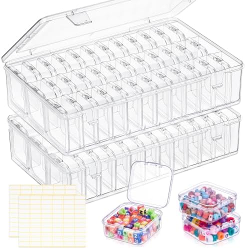 Bead Organizer Box 72 Pcs Small Clear Plastic Containers for Craft Jewelry