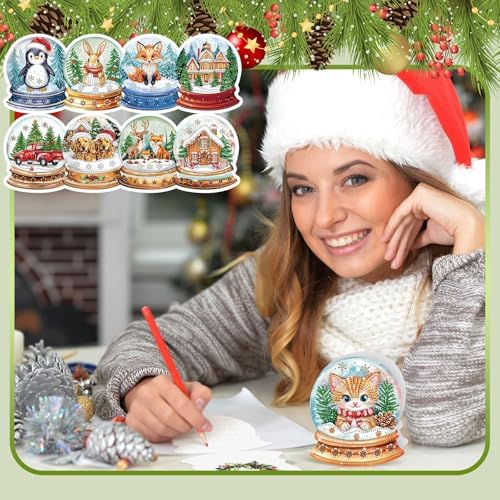 Fullhawl 30 Pcs Diamond Art Painting Christmas Cards with Envelopes Snowman Christmas tree Craft Christmas Diamond Art Painting Greeting Cards DIY Christmas Card Making Kits for Adults Gifts