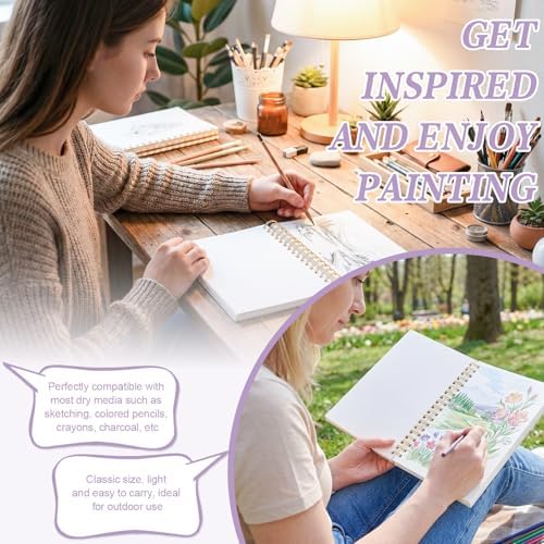 5.5×8.5In Sketch Book for Kids, 100gsm Spiral Sketchbook for Drawing,Purple | 90 Sheets Acid-Free Drawing Paper with Pencils, Tear-Out Pages, for Drawing & Sketching, idea for Back-to-School Gifts
