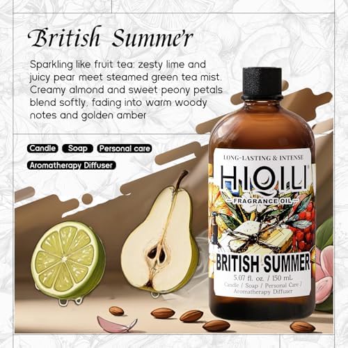 HIQILI British Summer Fragrance Oil for Diffuser, Candle & Soap Craft