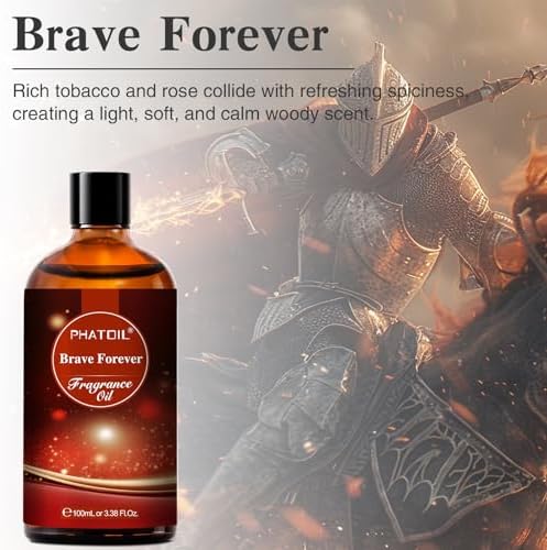 PHATOIL Brave Forever Fragrance Oil for Diffuser, Aromatherapy 3.38FL.OZ | Long Lasting Scented Oils For Humidifier, Air Freshener, DIY Soap Candle, Scent Project Making, Aroma Oil for Home Freshening