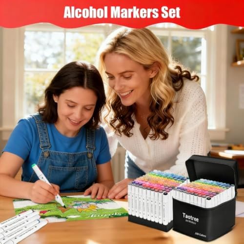 Taotree Alcohol Markers 80 Colors Case & Holders, Dual Tips Art Markers | Chisel & Fine Coloring Pens, Sketch Pens, Art Supplies for Adult Coloring Books Artist Coloring Painting, Drawing, Sketching