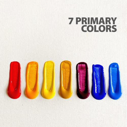 milo Acrylic Paint Set, 12 Primary Colors, 8 oz Bottles, Semi-Gloss