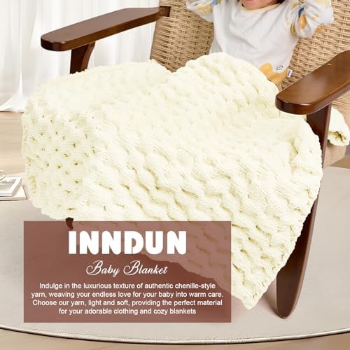 Cream Chunky Chenille Yarn, #6 Super Bulky, 3.5 oz/72 Yards