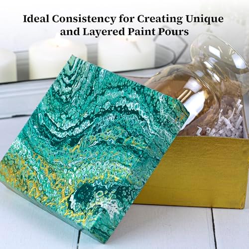 DecoArt Fluid Art Ready-to-Pour Paint Set – Silver Seas Colors, Set of 6 (4 fl oz Bottles) – Acrylic Pouring Paints for Canvas, Wood & DIY Craft Projects