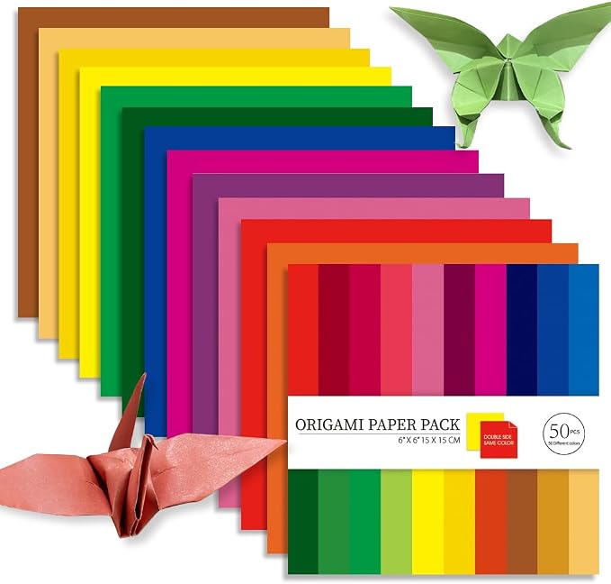 6x6" Origami Paper,50Sheets Double Sided Colored Paper,Square Craft Paper