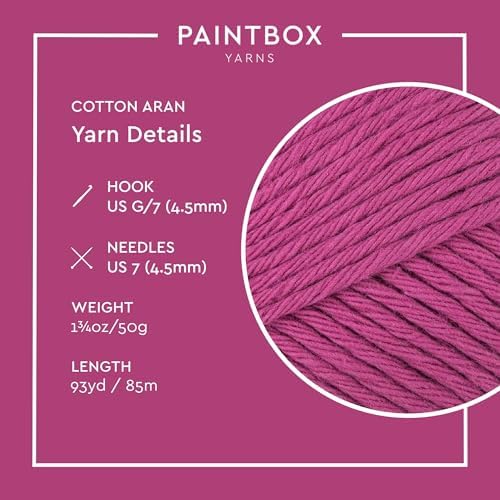 Paintbox Yarns 100% Cotton Aran Yarn 1.76oz / 50g, 93yds / 85m