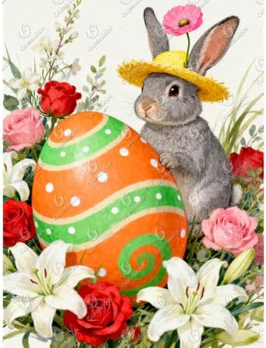 Gamteldot Easter Eggs Diamond Painting Kits for Adults Beginner,DIY Easter Rabbit Diamond Art 5D Full Drill Gem Art,Diamond Painting with Complete Tools,Gem Art Craft for Home Wall Decor Gift-12x16in