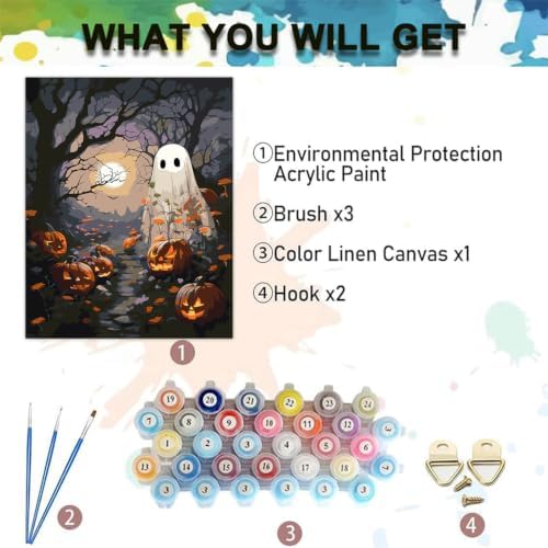 Halloween Paint by Numbers Kit for Adults,Ghost Paint by Number 12x16 in