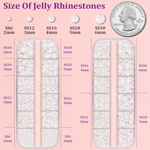 TINKRSTUFF Resin Jelly Rhinestones for Crafting with B7000 Jewelry Glue, 2 Boxes White Flatback Crystals with 3Pcs 10ml Glue, Bedazzling Non Hotfix Gems for DIY Tumblers Clothing Shoes Manicure