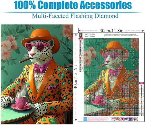 BAWKENTON Diamond Art Kits for Adults, DIY Cheetah Wall Decor