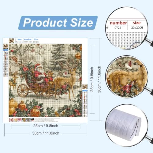 Santa Claus Diamond Art Kits for Adults- 5D Christmas Diamond Painting Kits for Adults Beginners-DIY Full Drill Round Rhinestone Gem Art Crafts Paintings for Home Wall Decor 13.78x13.78inch Winter