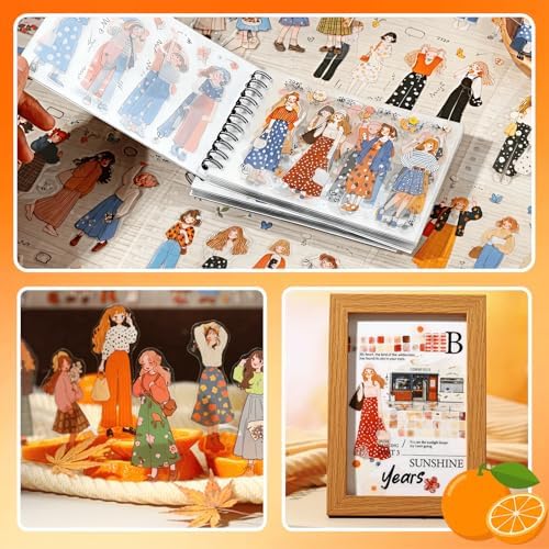 200PCS Anime Girl Stickers for Scrapbook,Cute Anime Gril Shaped Stickers Scrapbooking Supplies for Bullet Journaling,50 Pages