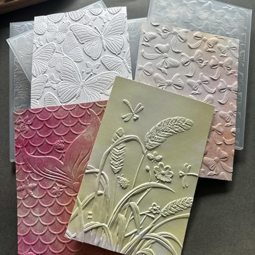 Vintage Butterfly Pattern 3D Embossing Folder, Insect Wing Textured Plastic Stencil for DIY Scrapbooking Card Making Paper Crafts