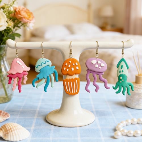 15Pcs Jellyfish Shapes Polymer Clay Cutters Set, Ocean Themed Clay Earrings Cutters Polymer Jewelry Cutter for Earrings Making DIY Craft Supplies