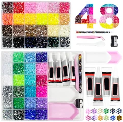 Resin Jelly Rhinestones for Bedazzling Kit 48 Colors 3mm Flatback Gems