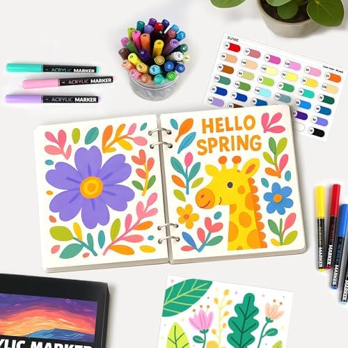 SUNEE Acrylic Paint Markers Brush Tip, 36 Colors Acrylic Markers with Automatic Ink Control System, Waterproof Acrylic Paint Pens for Painting,Wood, Canvas, Glass, Stone, Fabric and Art Supplies
