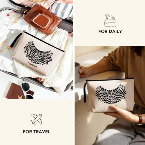 Hanamiya Na Feminist Gifts Women RBG Dissent Makeup Bag Ruth Bader Ginsburg