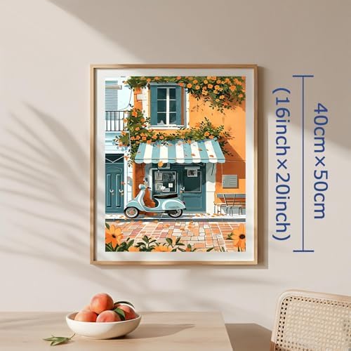 AuraDraw Street Paint by Numbers Kit for Adults - Beautiful Street Adult Paint by Number Kits on Canvas, DIY Oil Painting by Number for Home Wall Decor(16x20inch)