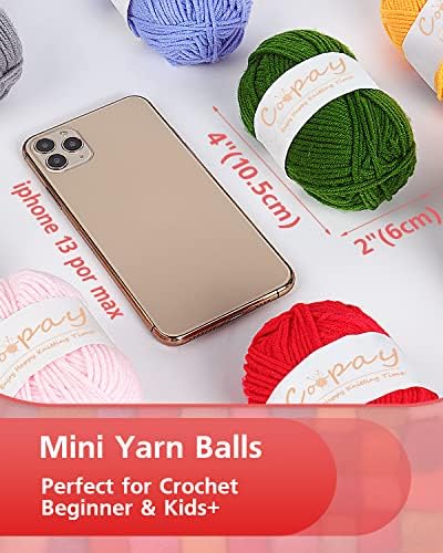 Coopay 14 Colors AcrylicYarn Set for Crochet & Knitting, Mini Yarn Skeins