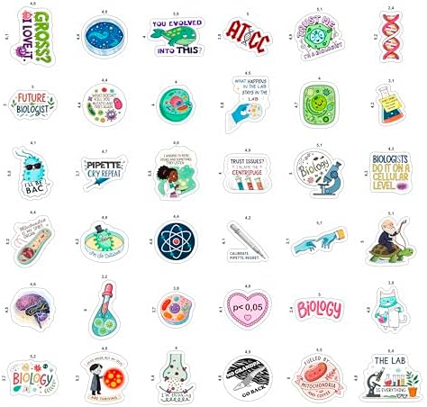 100Pcs Funny Biology Stickers for Students, for Water Bottle, Laptop - Funny Biology Gifts for Teachers - Biological Party Supplies - Science Stickers - Gift for Women & Men